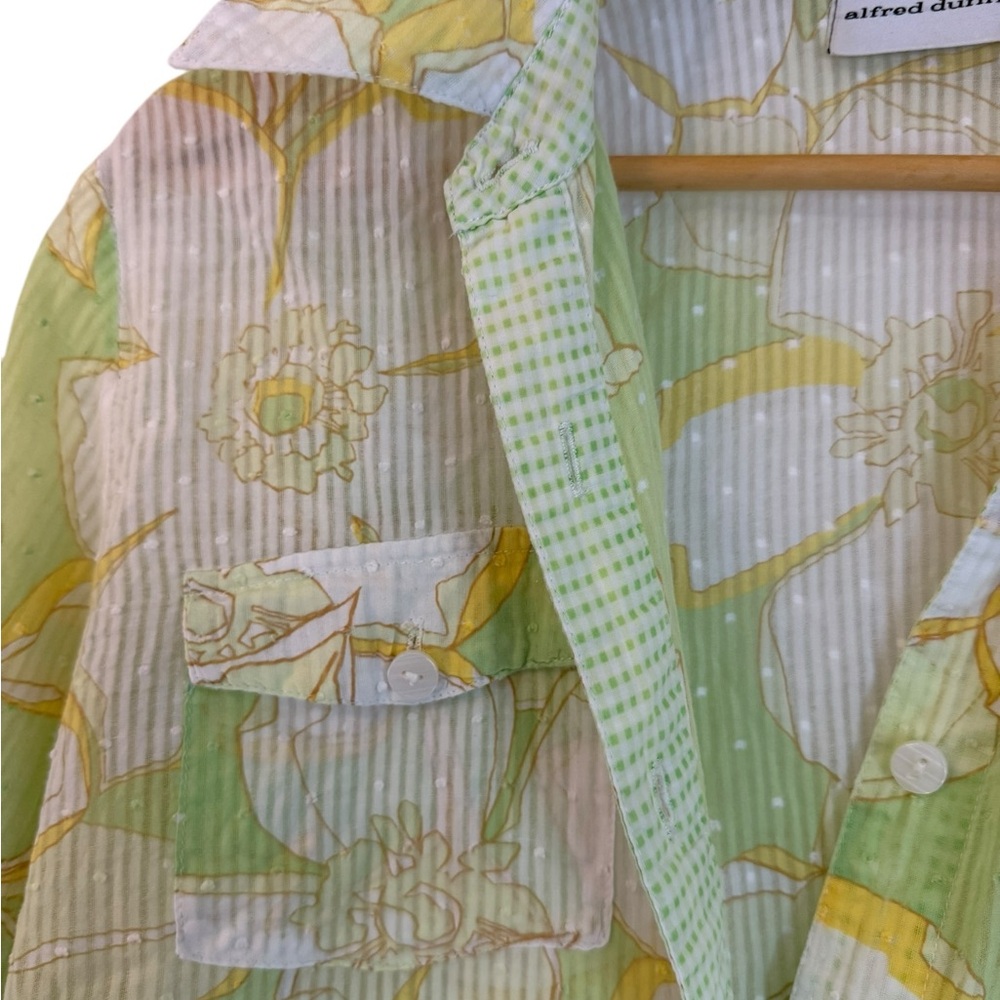 Vintage Alfred Dunner Floral 3/4 Sleeve 100% Cotton Neck and Cuff Detail Top